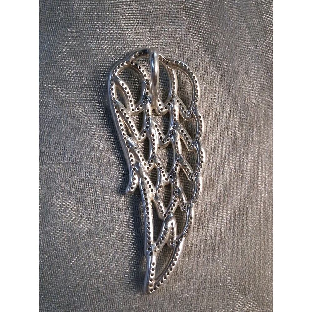 Authentic Pandora Retired Angel Wing Pendant. Pave. 925 Sterling Silver. - Picture 5 of 5